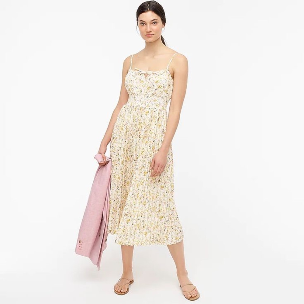 🍍3 For 50🍍Floral Smocked Midi Dress - White & Yellow